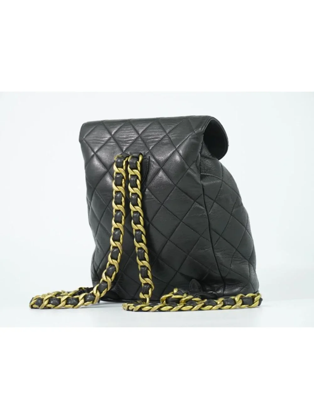 Chanel CC Logo Quilted Backpack Lambskin Leather Black